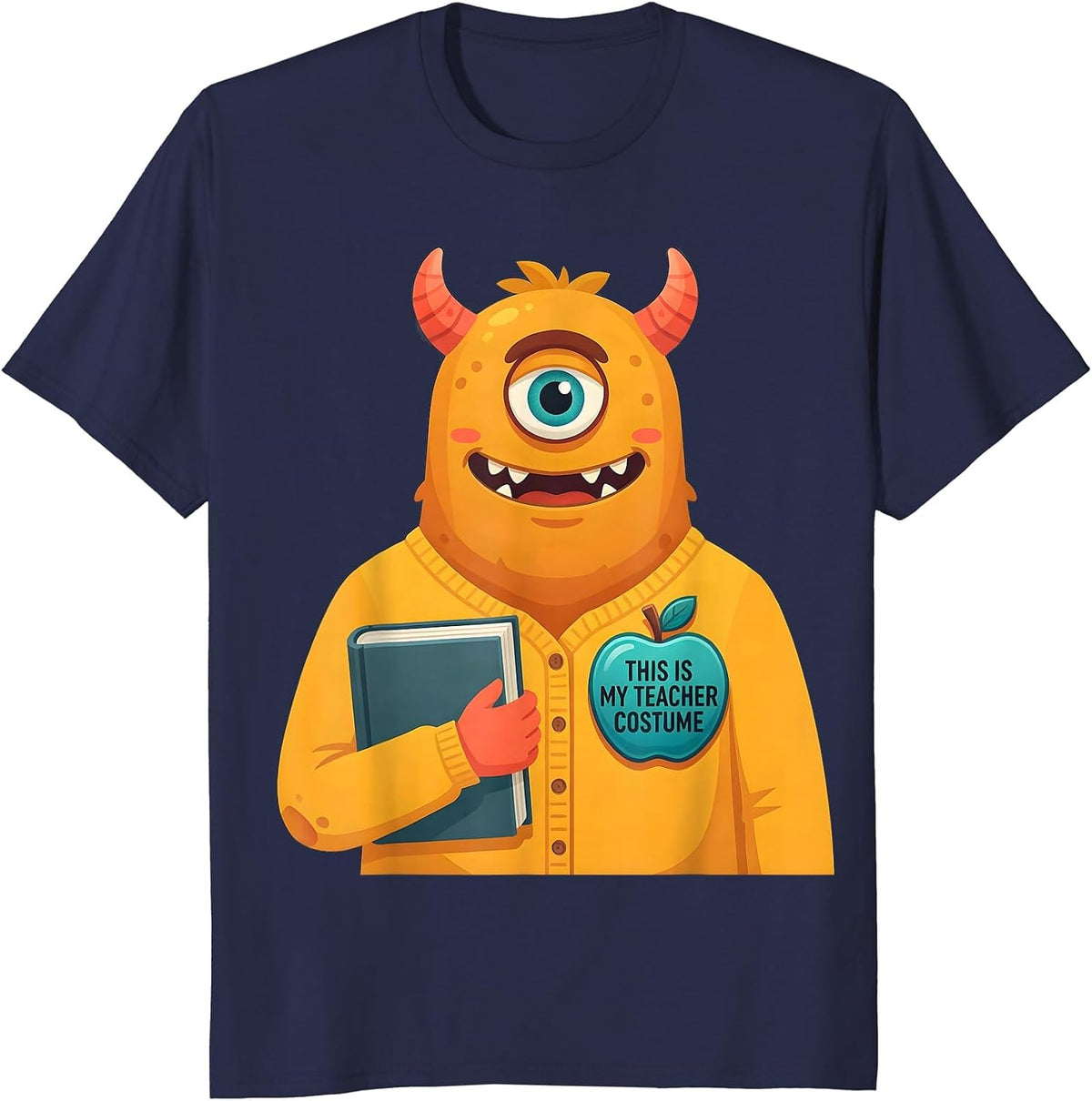 This Is My Teacher Costume Funny Monster Halloween School T-Shirt - Navy Blue