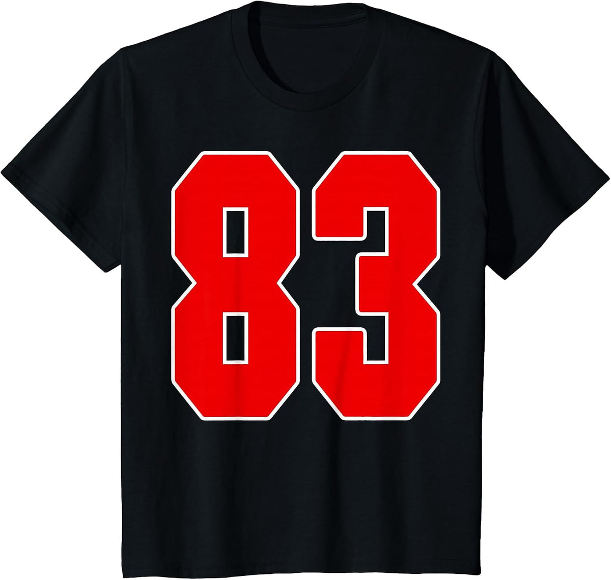 Red Number 83 Jersey Big #83 Uniform Favorite Player T-Shirt - Black