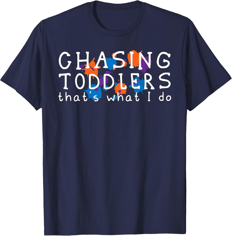 Casing Toddlers Funny Daycare Teacher Childcare Provider T-Shirt - Navy Blue