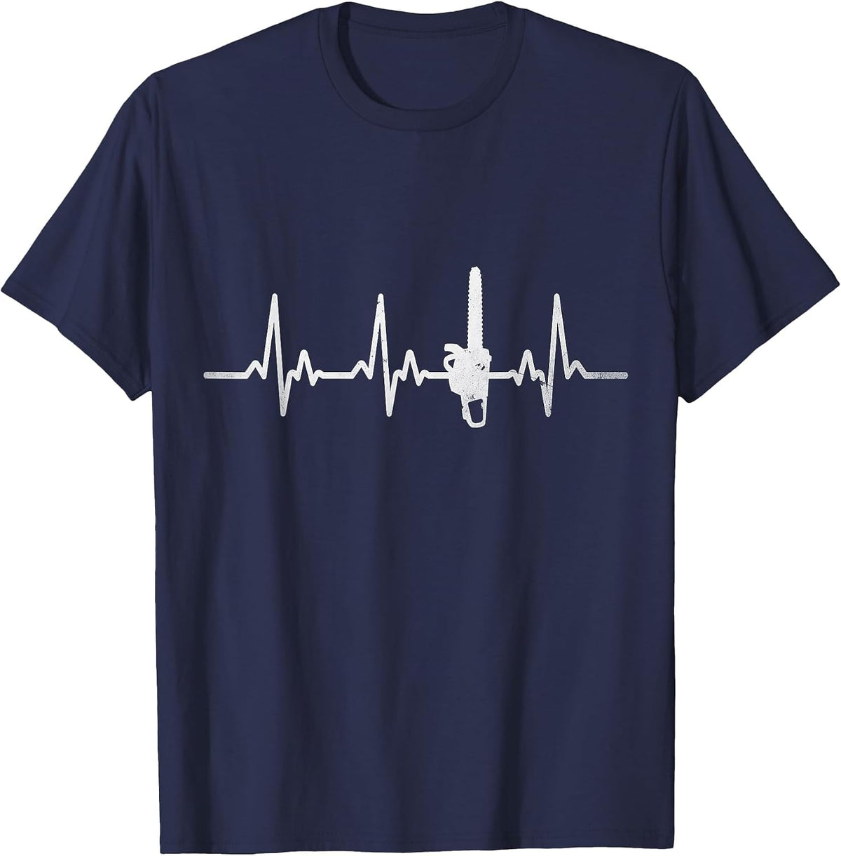 Lumberjack Chainsaw Heartbeat for Arborists Funny Tee Men T-Shirt - Navy Blue