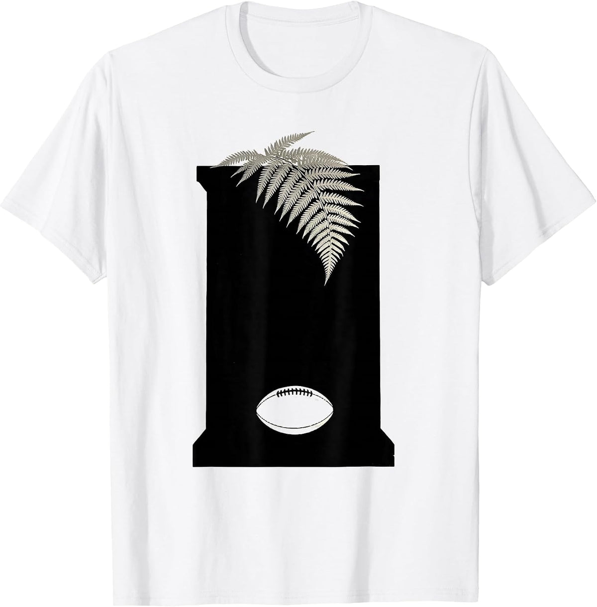 Men's Fern Silhouette Kiwi Rugby Fan National Pride T-Shirt - White