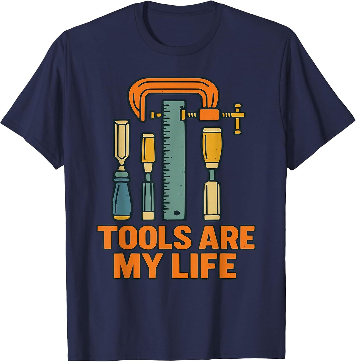 Tools are My Life Woodworker Carpenter DIY Builder Pride T-Shirt - Navy Blue
