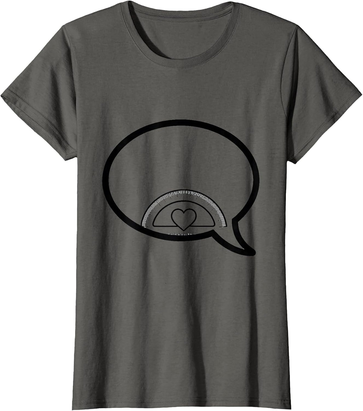 Women's Heart Protractor Teacher Valentine Day Humor T-Shirt - Asphalt Grey