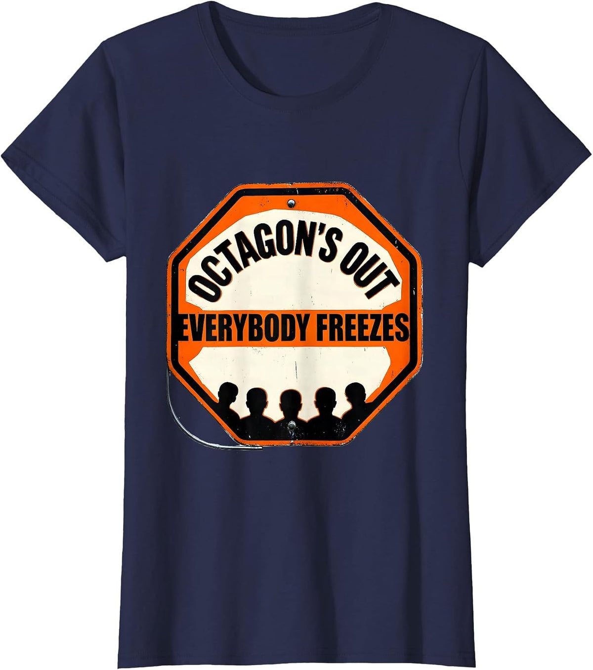 Women's Octagon's Out Everybody Freezes Funny School Bus Driver T-Shirt - Navy Blue