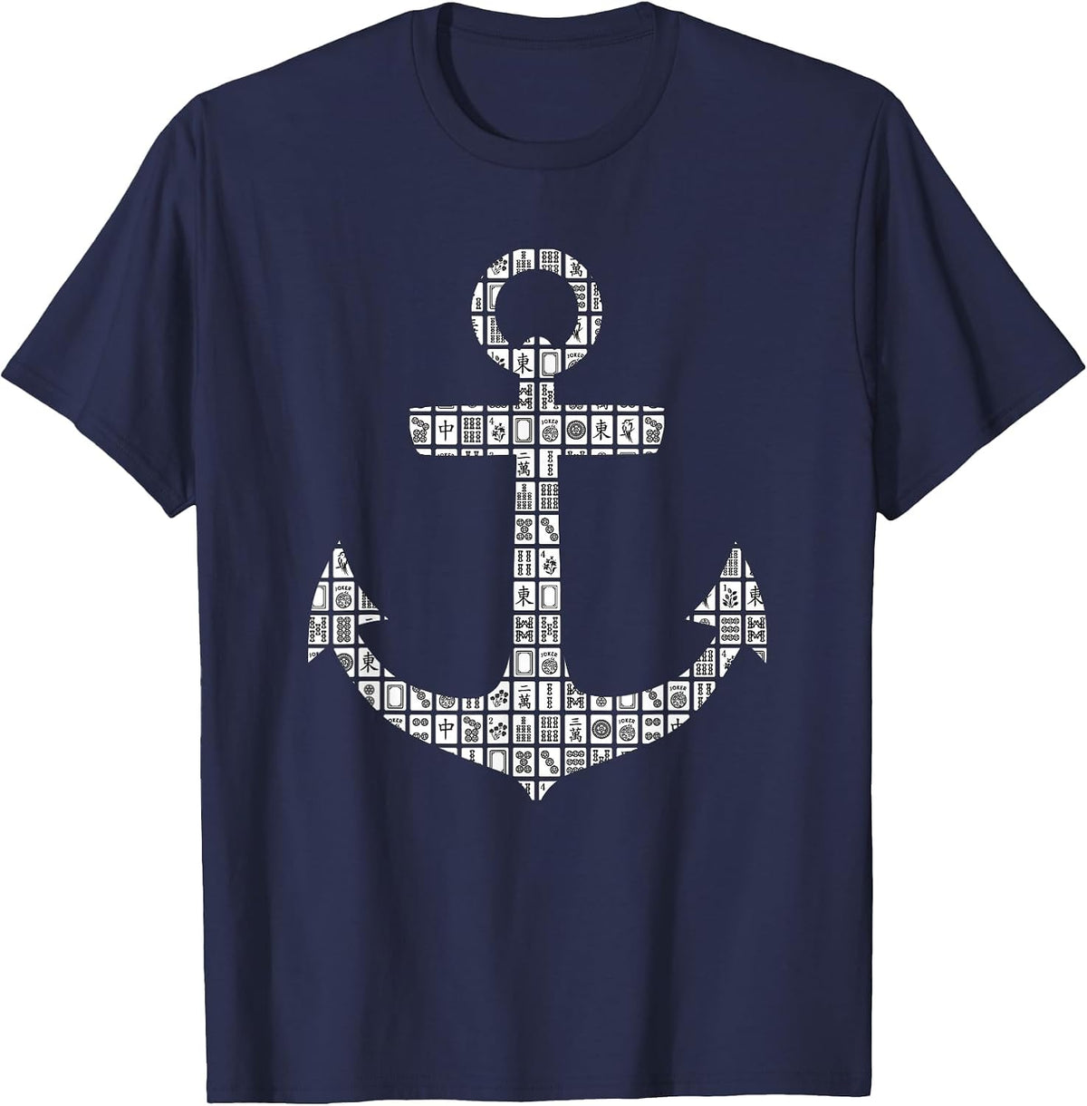 Mahjong Game and Anchor T-Shirt - Navy Blue