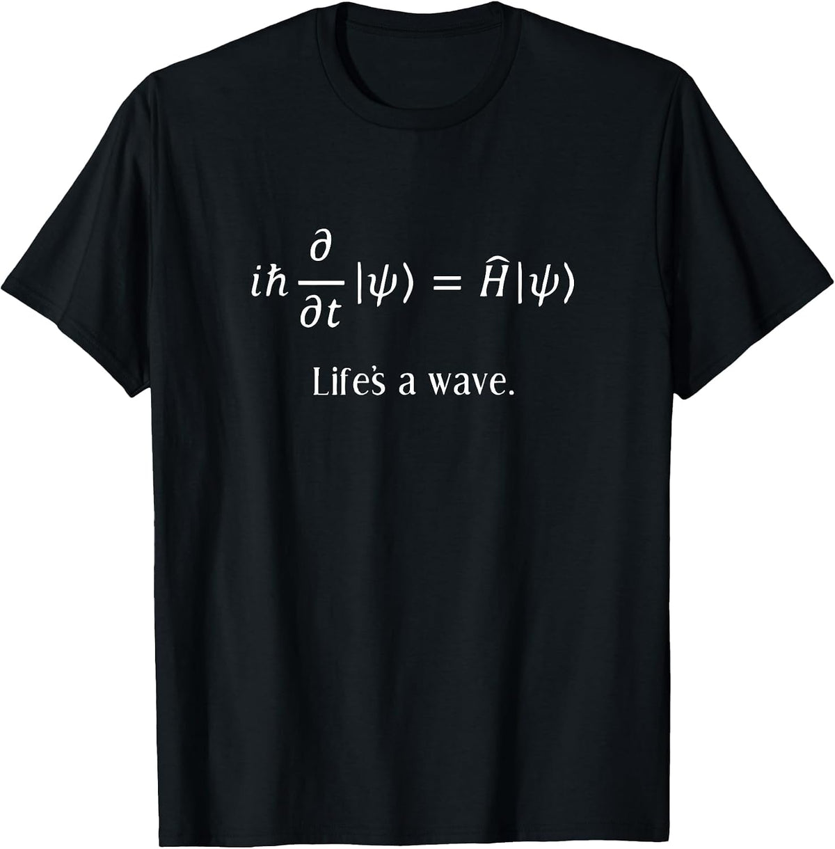 Quantum Physics Wave Equation Surfer Life Philosophy Tee T-Shirt - Black
