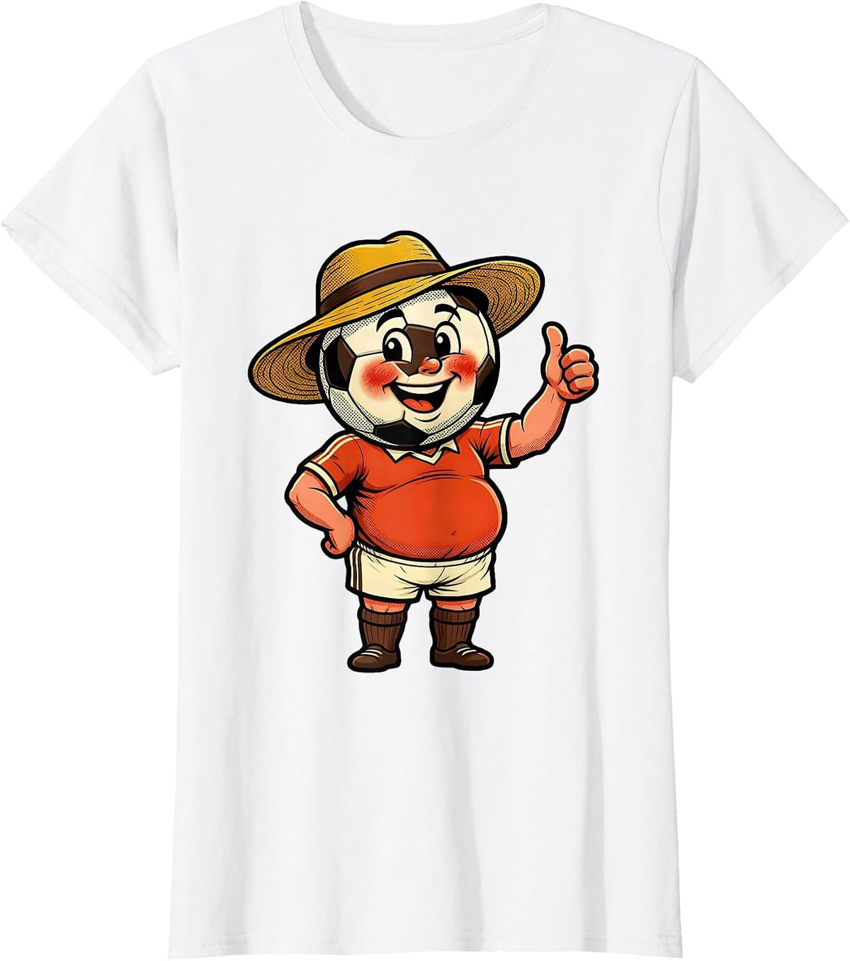 Women's Soccer Dad Sunburned Wide Brim Hat Illustration T-Shirt - White