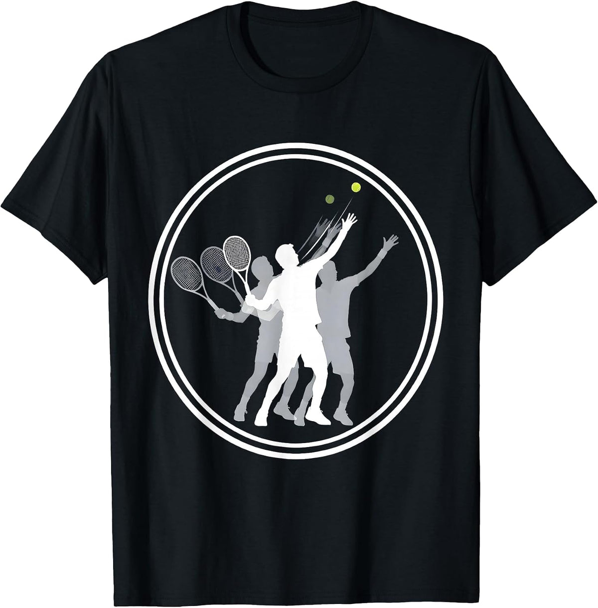 Men's Tennis Serve Stroboscopic Silhouette Design T-Shirt - Black