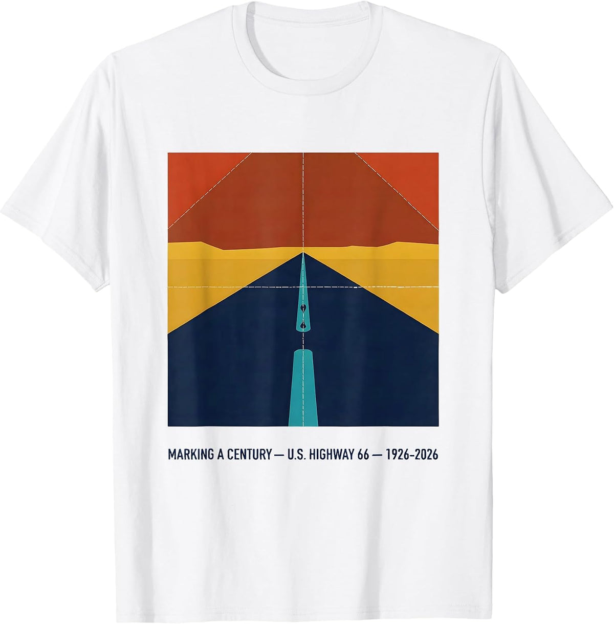 Men's Marking A Century — U.S. Highway 66 — 1926-2026 Vintage T-Shirt - White