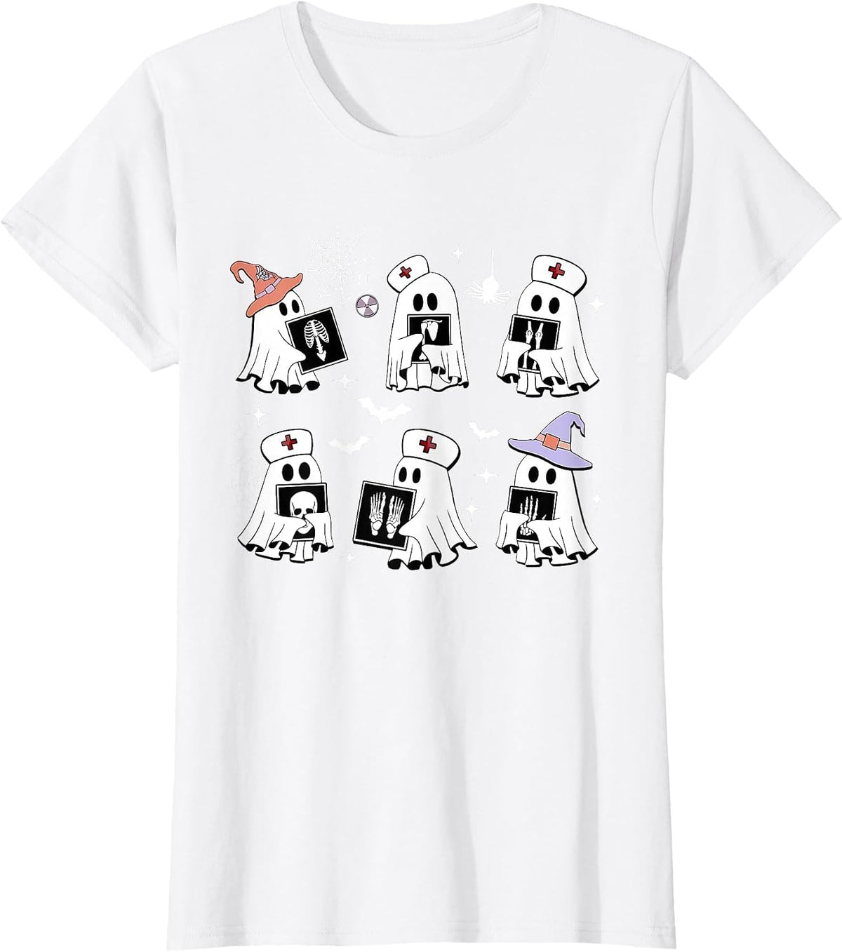 Funny X-ray Tech Ghosts Boo Sheet Radiology Spooky Halloween T-Shirt - White