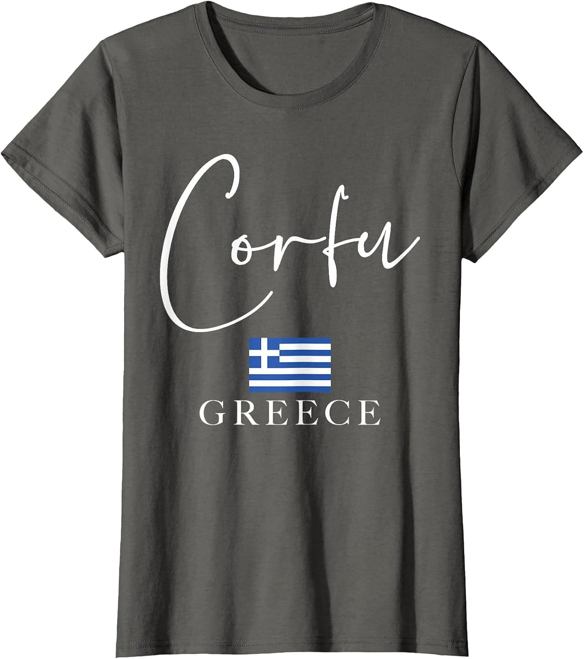 Greece Flag Vacation - Island Corfu T-Shirt - Asphalt Grey