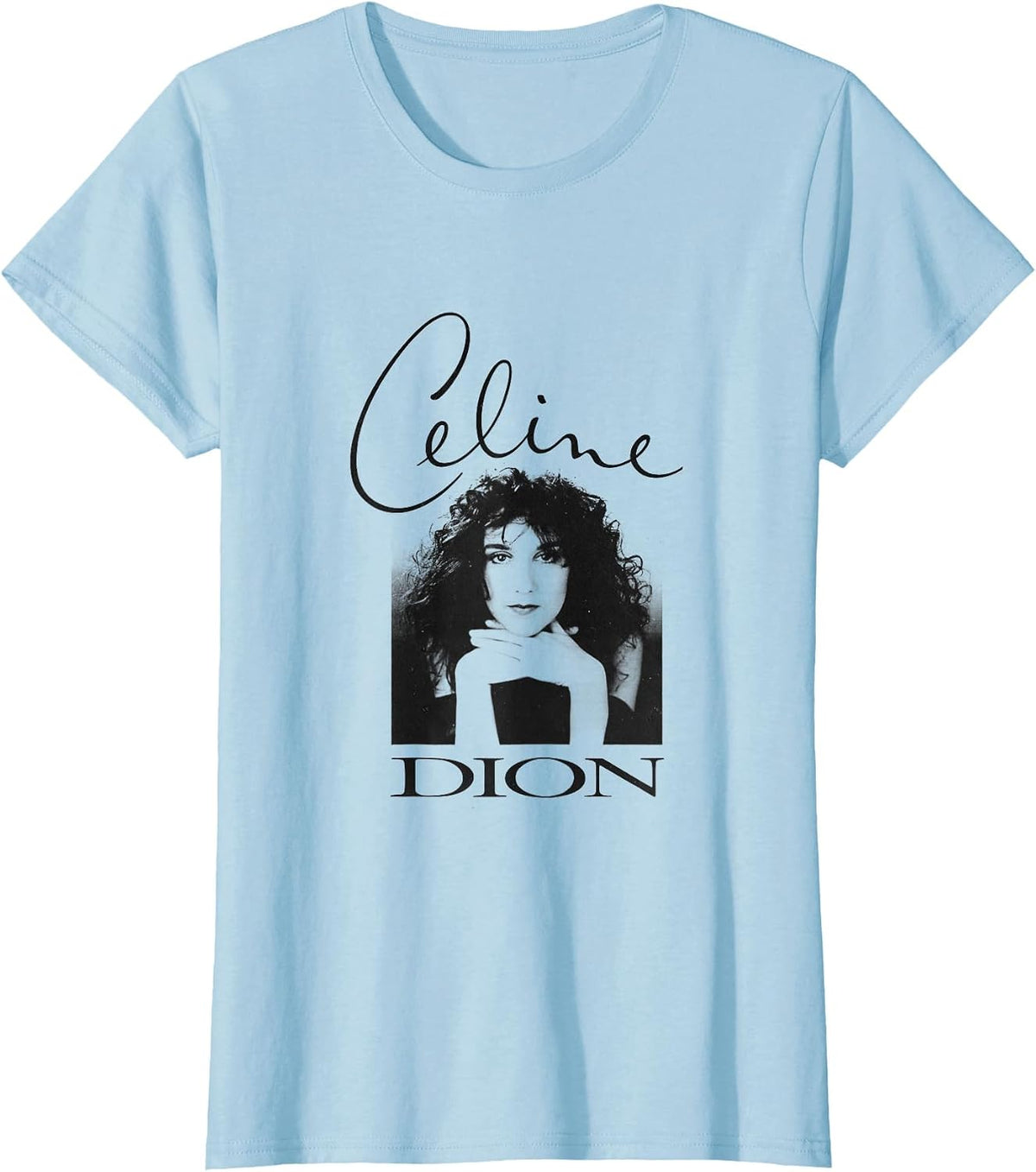 Official Celine Dion Black and White Photo T-Shirt - Baby Blue