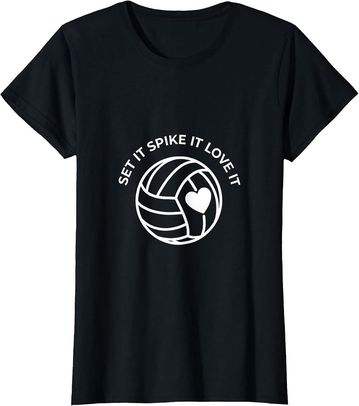 Set It Spike It Love It Volleyball Mom Design T-Shirt - Black