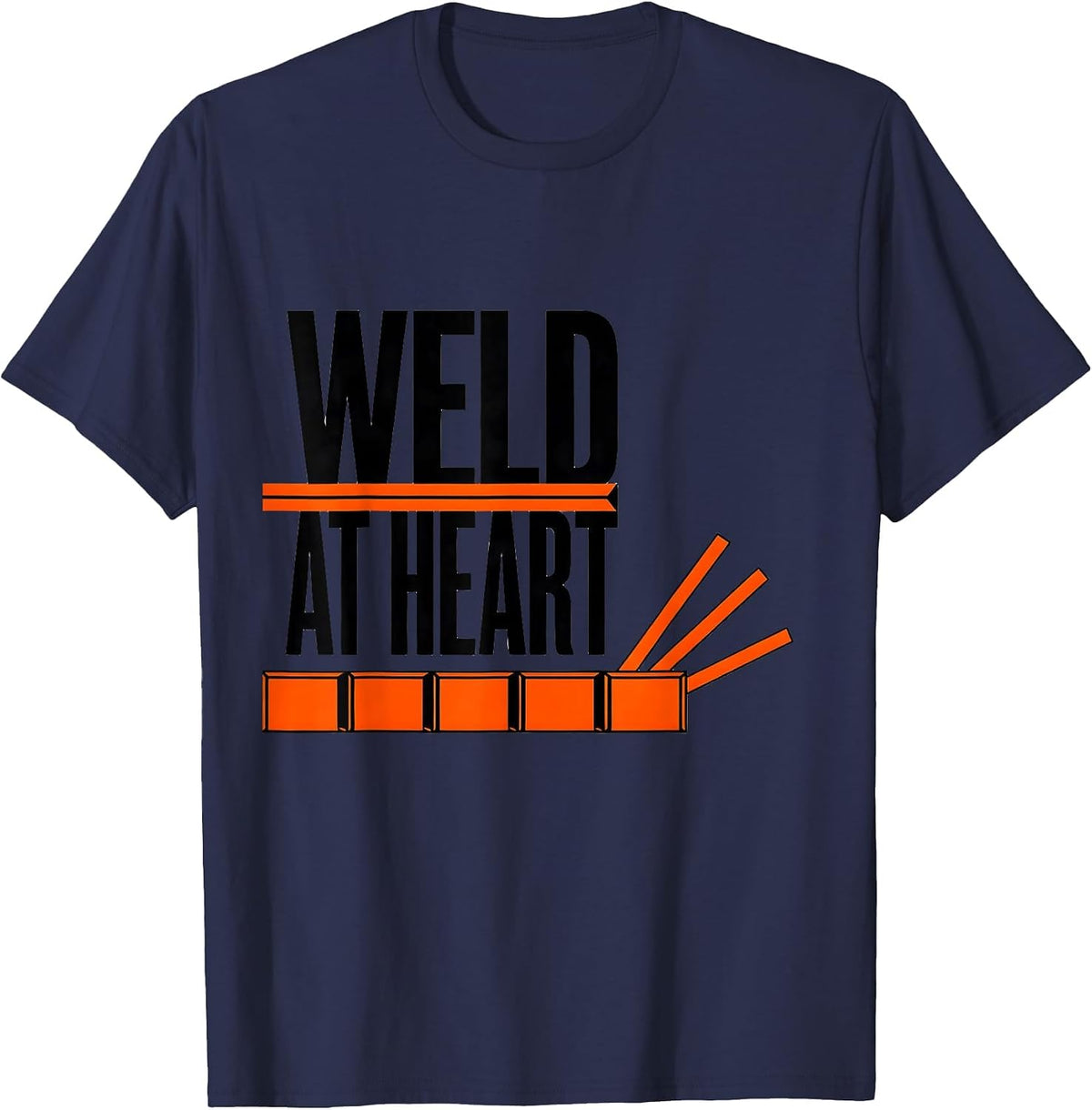 Weld At Heart Funny Welder Metal Worker Trade Humor T-Shirt - Navy Blue