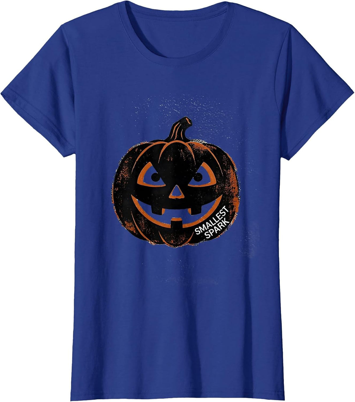 Women's Smallest Spark Rubber Stamp Vintage Jack O Lantern Halloween T-Shirt - Royal Blue