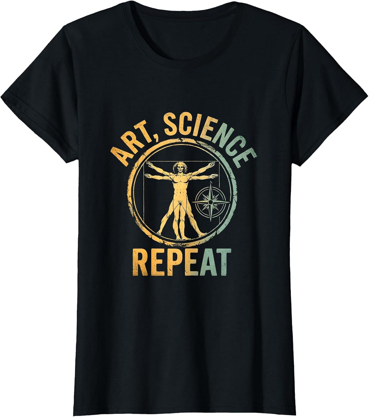 Art Science Repeat Renaissance Men Design T-Shirt - Black