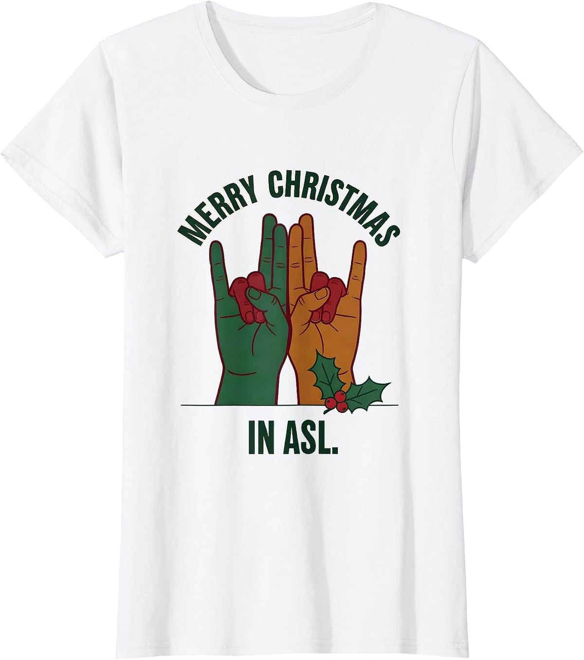 Merry Christmas In ASL Funny ASL Sign Language Deaf T-Shirt - White