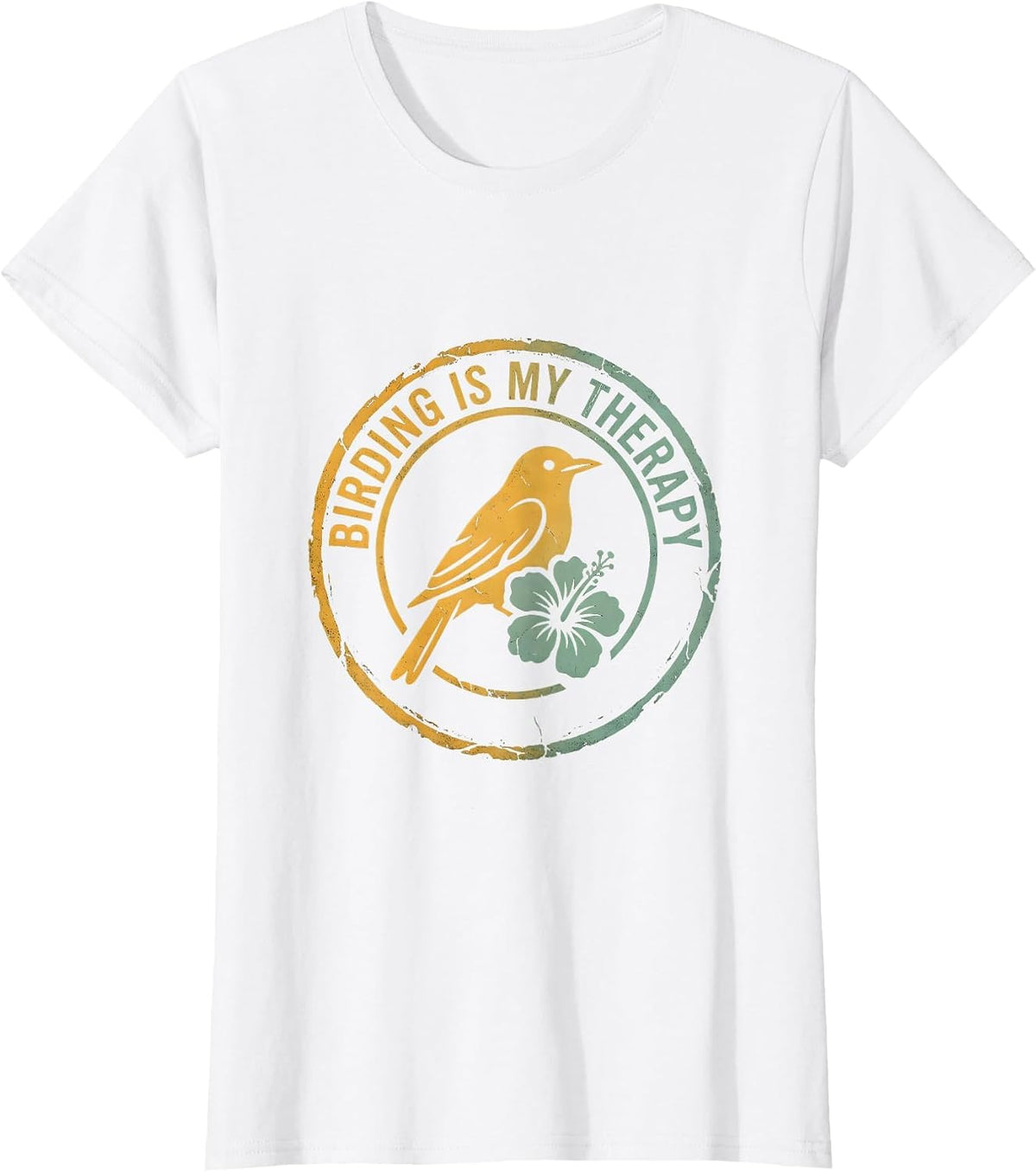 Birding Is My Therapy Bird Watching Design T-Shirt - White