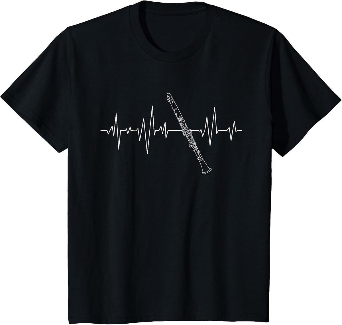 Clarinet Heartbeat - Clarinetist Musical Instrument T-Shirt - Black