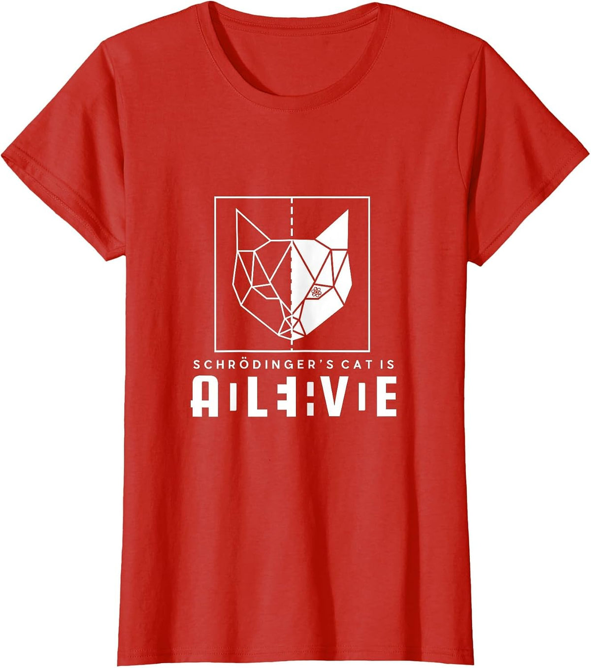 Schrödinger's Cat is Both Dead and Alive Physics Physicist T-Shirt - Red