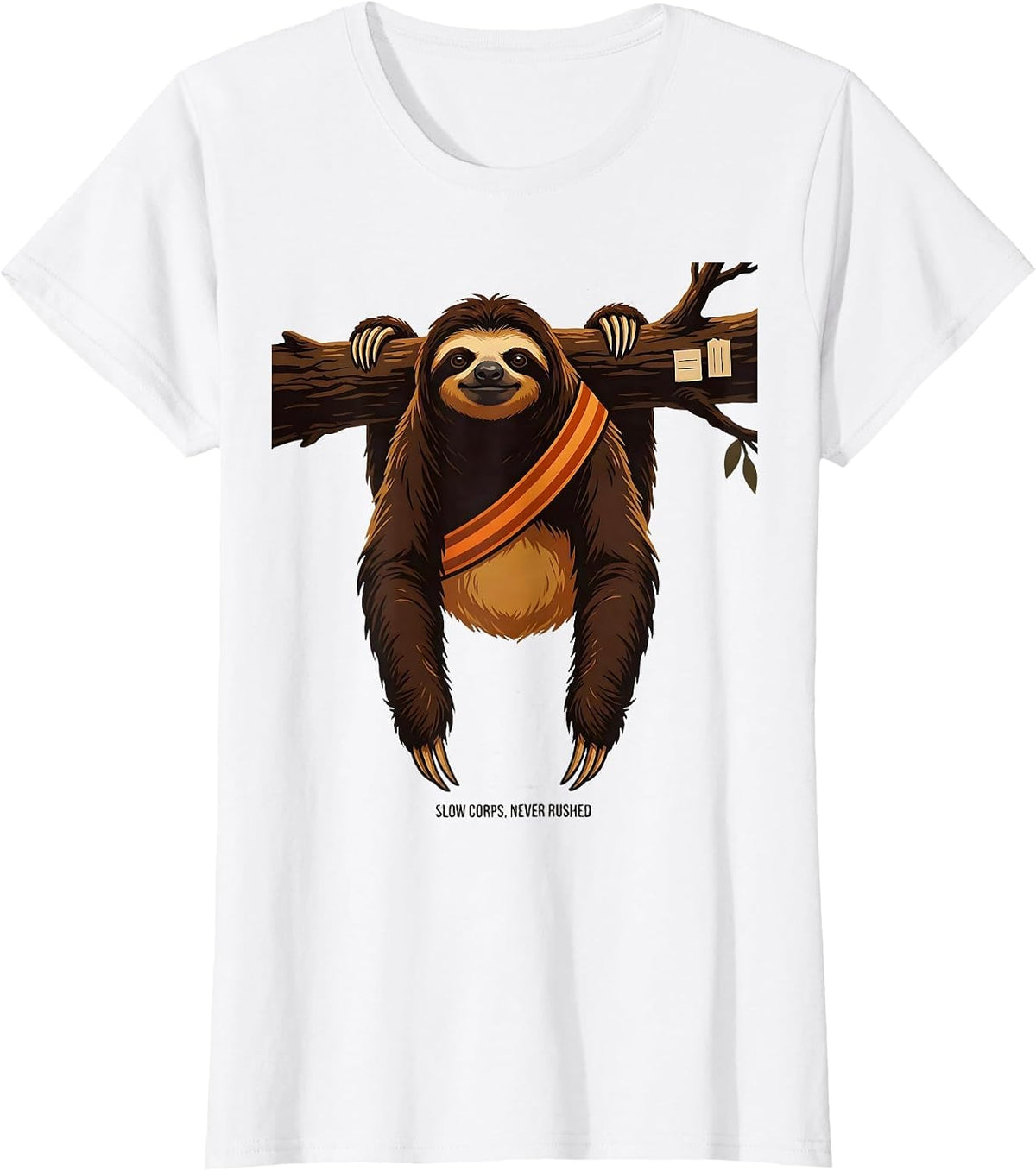 Women's Slow Corps Never Rushed Funny Sloth Lover Gift T-Shirt - White