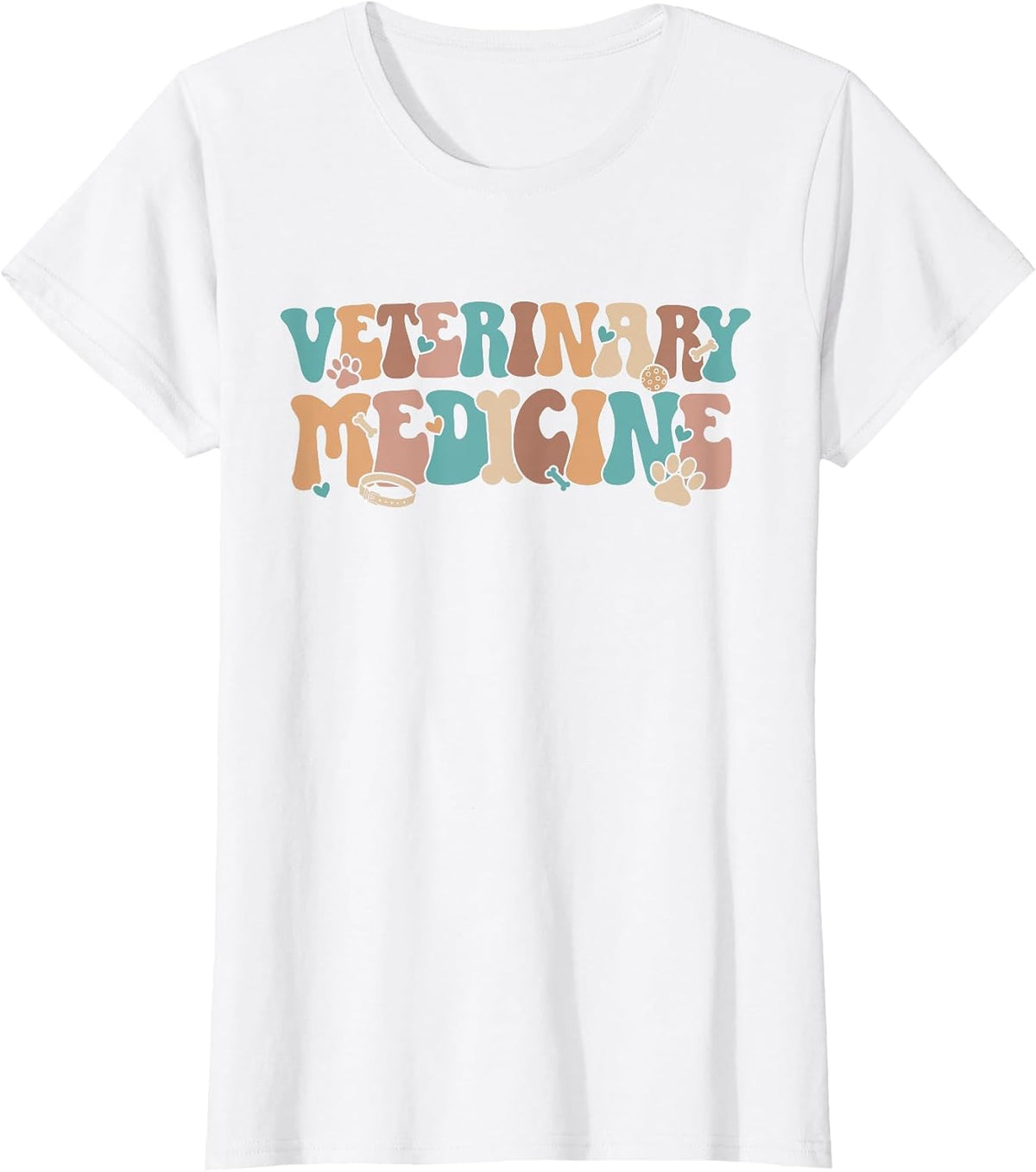 Veterinary Medicine Groovy Vet Med Veterinarian T-Shirt - White