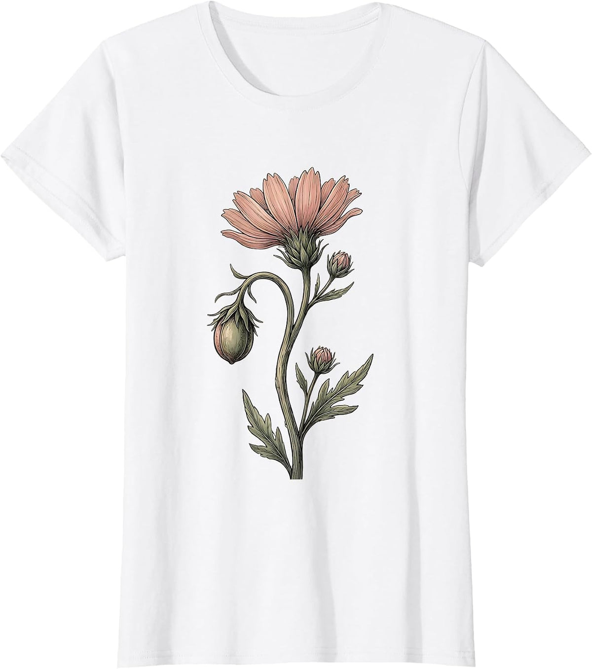 Women's Semicolon Flower Suicide Prevention Awareness T-Shirt - White