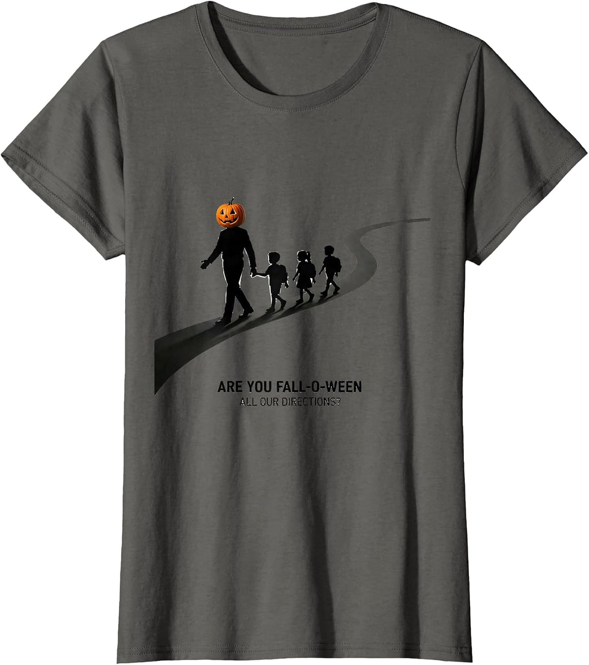 Women's Are You Fall-O-Ween All Our Directions Teacher T-Shirt - Asphalt Grey