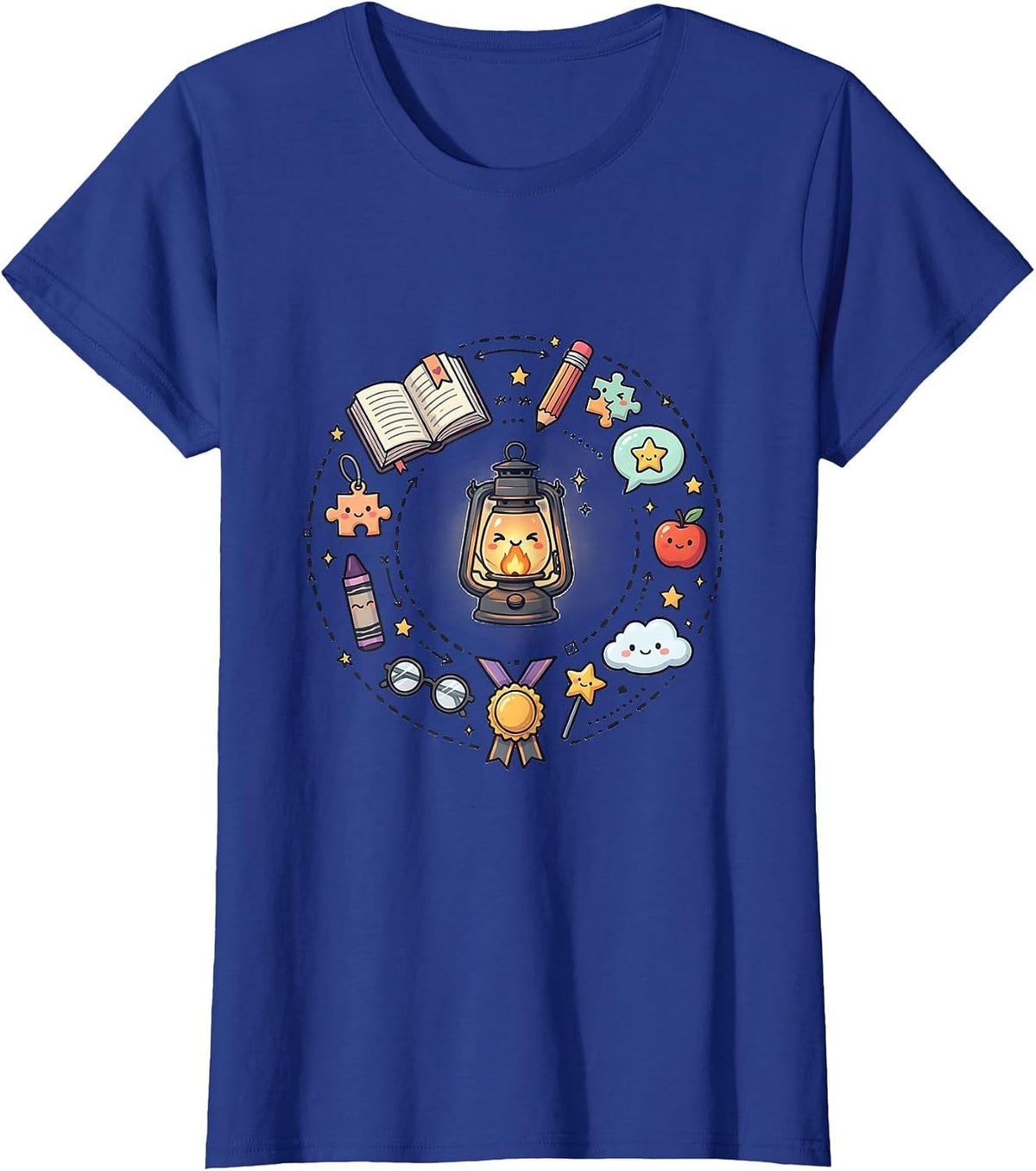 Women's Special Education Teacher Glowing Lantern Art T-Shirt - Royal Blue
