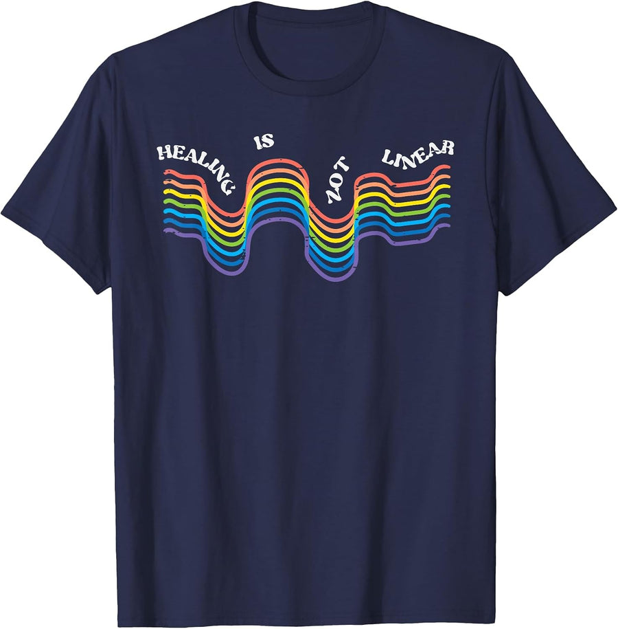 Mental Heatlh Healing Not Linear Awareness Men Women Kids T-Shirt - Navy Blue