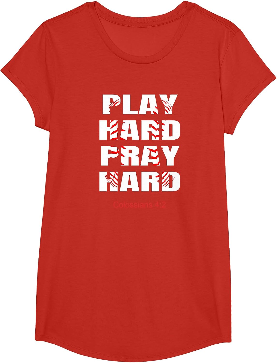 Baseball Player Christian Athletic Wear Bible Verses Athlete T-Shirt - Girls Red