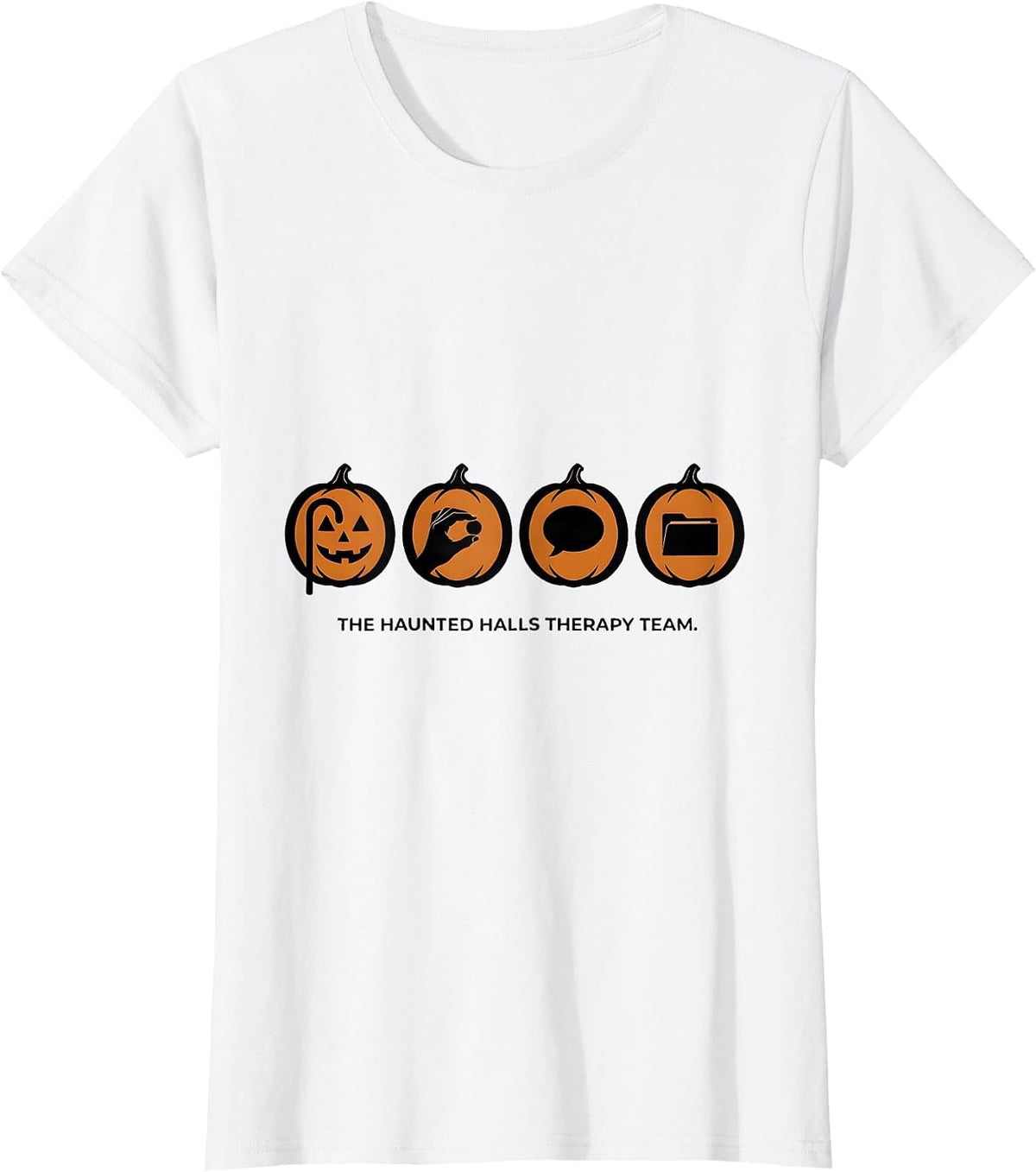 The Haunted Halls Therapy Team Minimalist Physical Therapy T-Shirt - White