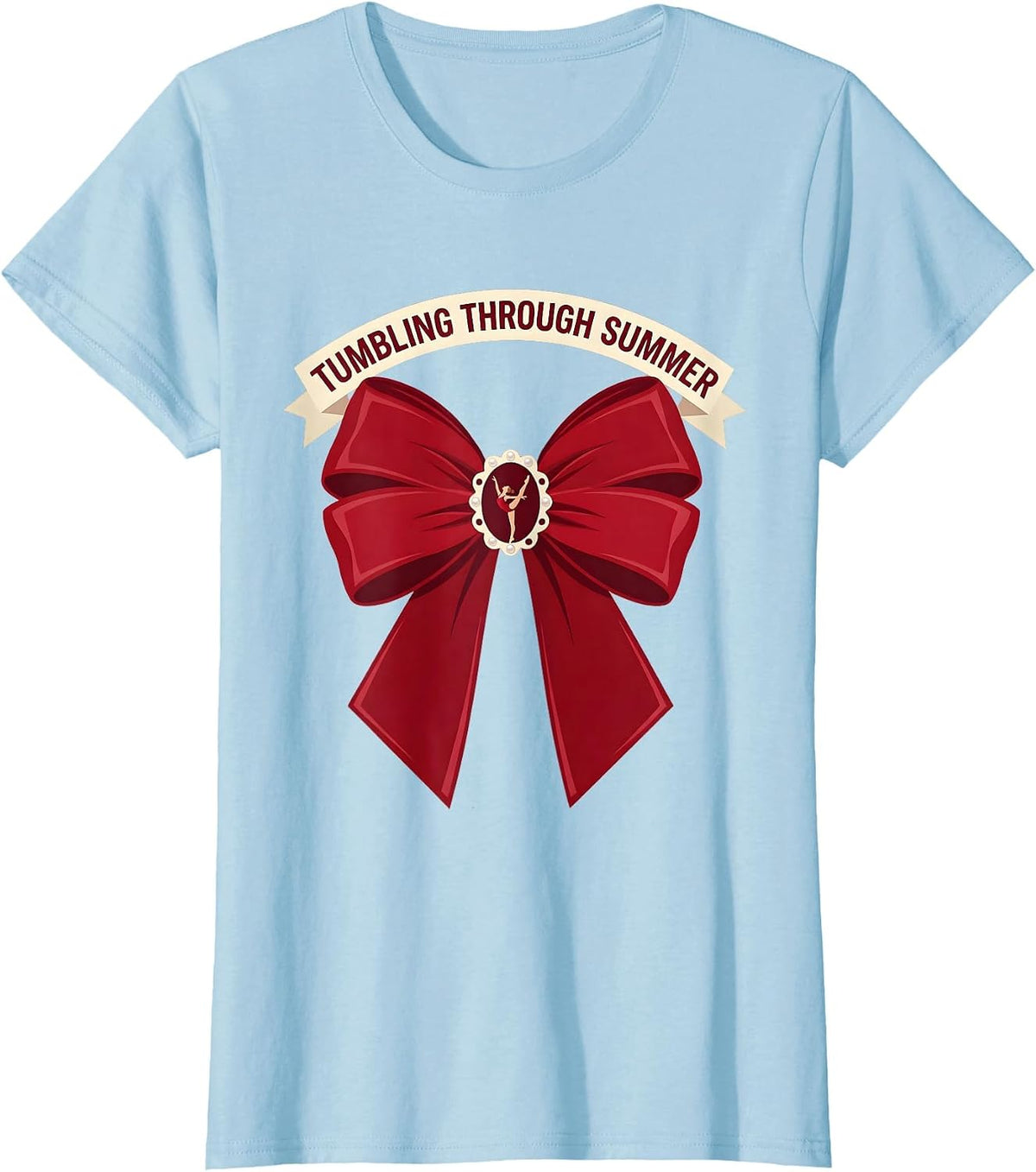 Tumbling Through Summer Gymnastics Life Design T-Shirt - Baby Blue