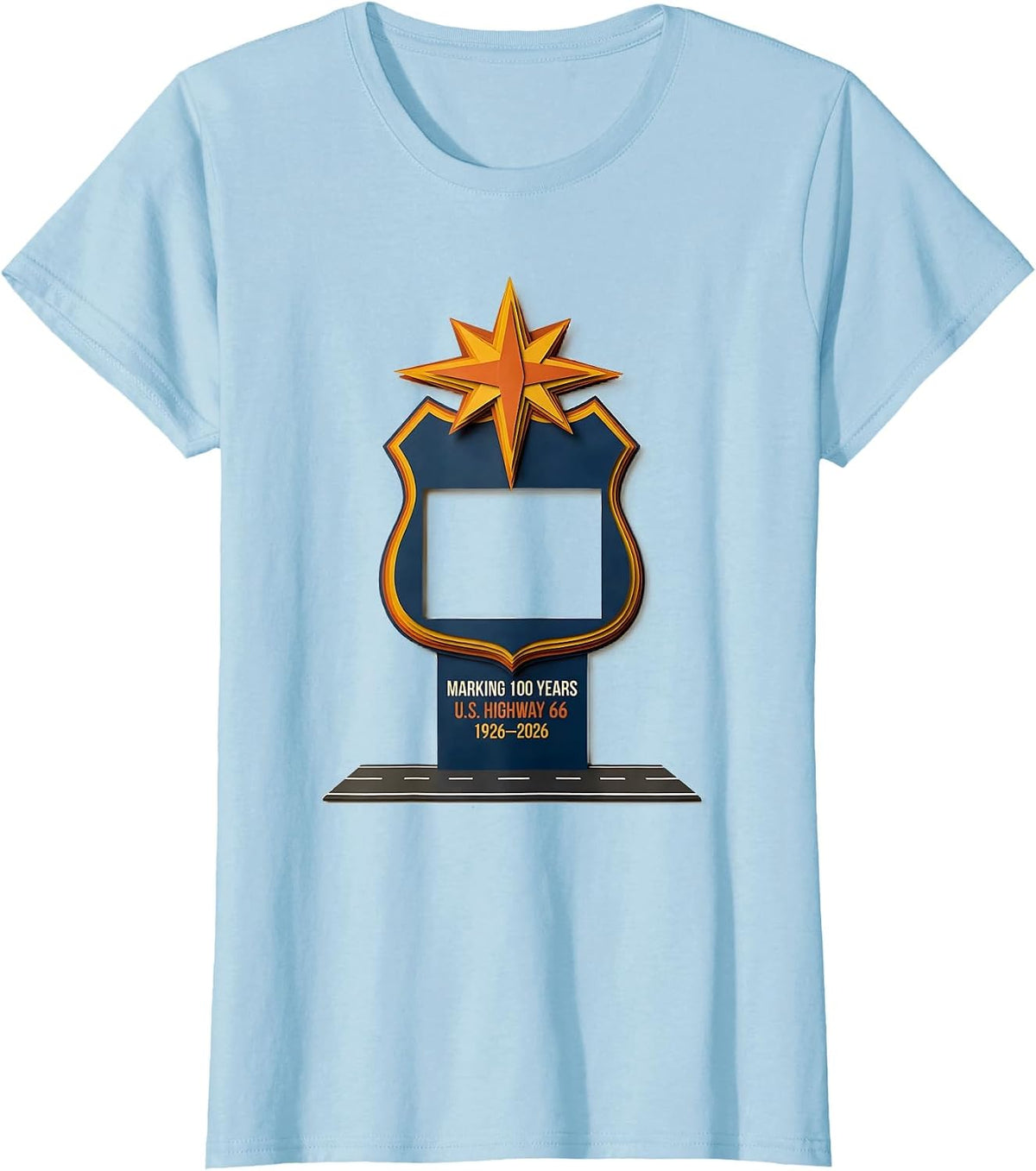 Marking 100 Years U.S. Highway 66 1926-2026 Vintage T-Shirt - Baby Blue