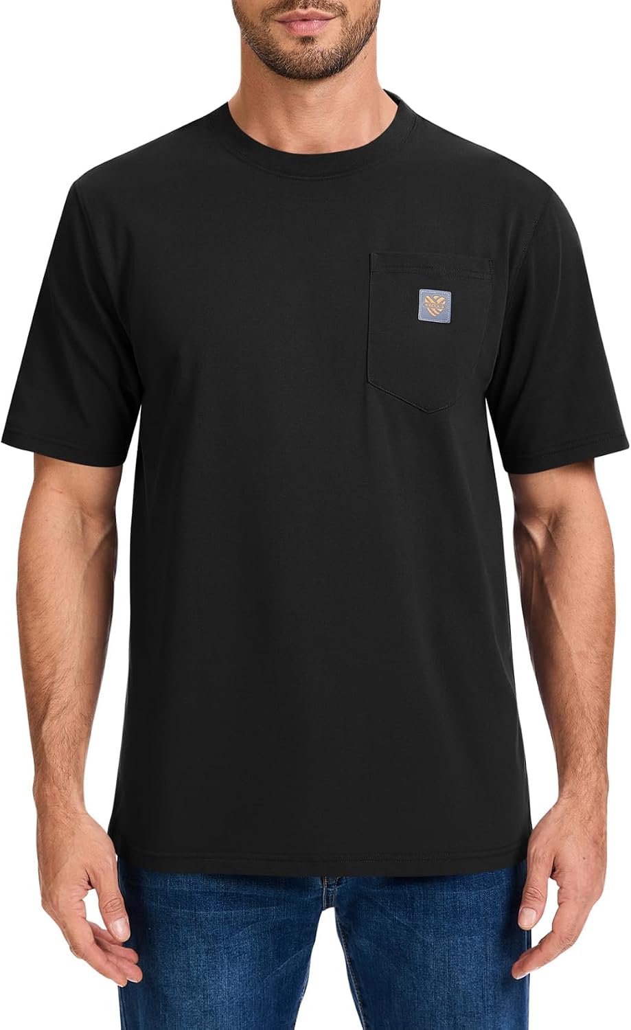 Men's Loose Fit Heavyweight Short-Sleeve Pocket Work T-Shirt (Regular&Tall) - Black