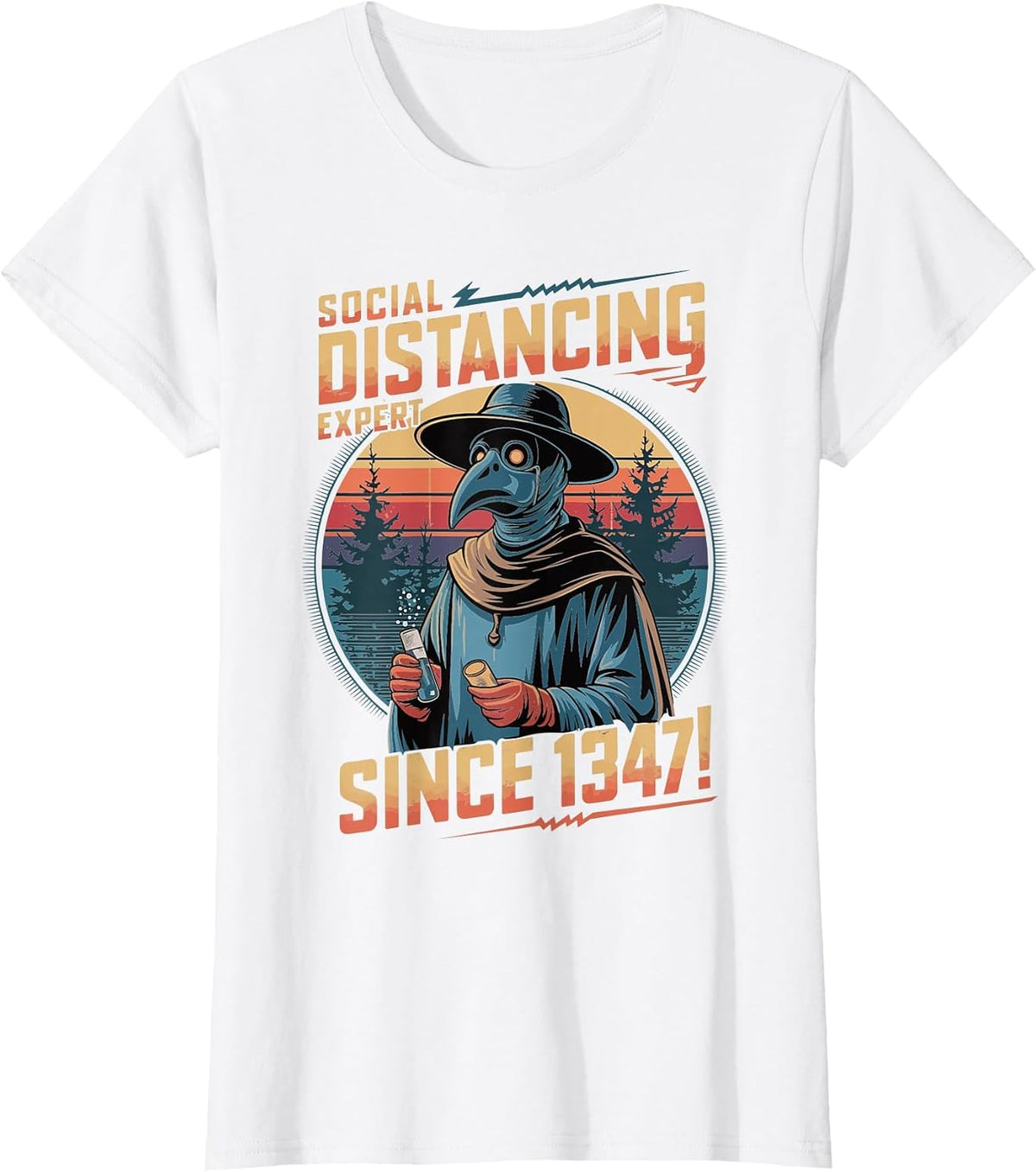 Plague Doctor Introvert Sarcastic Social Distancing Expert T-Shirt - White