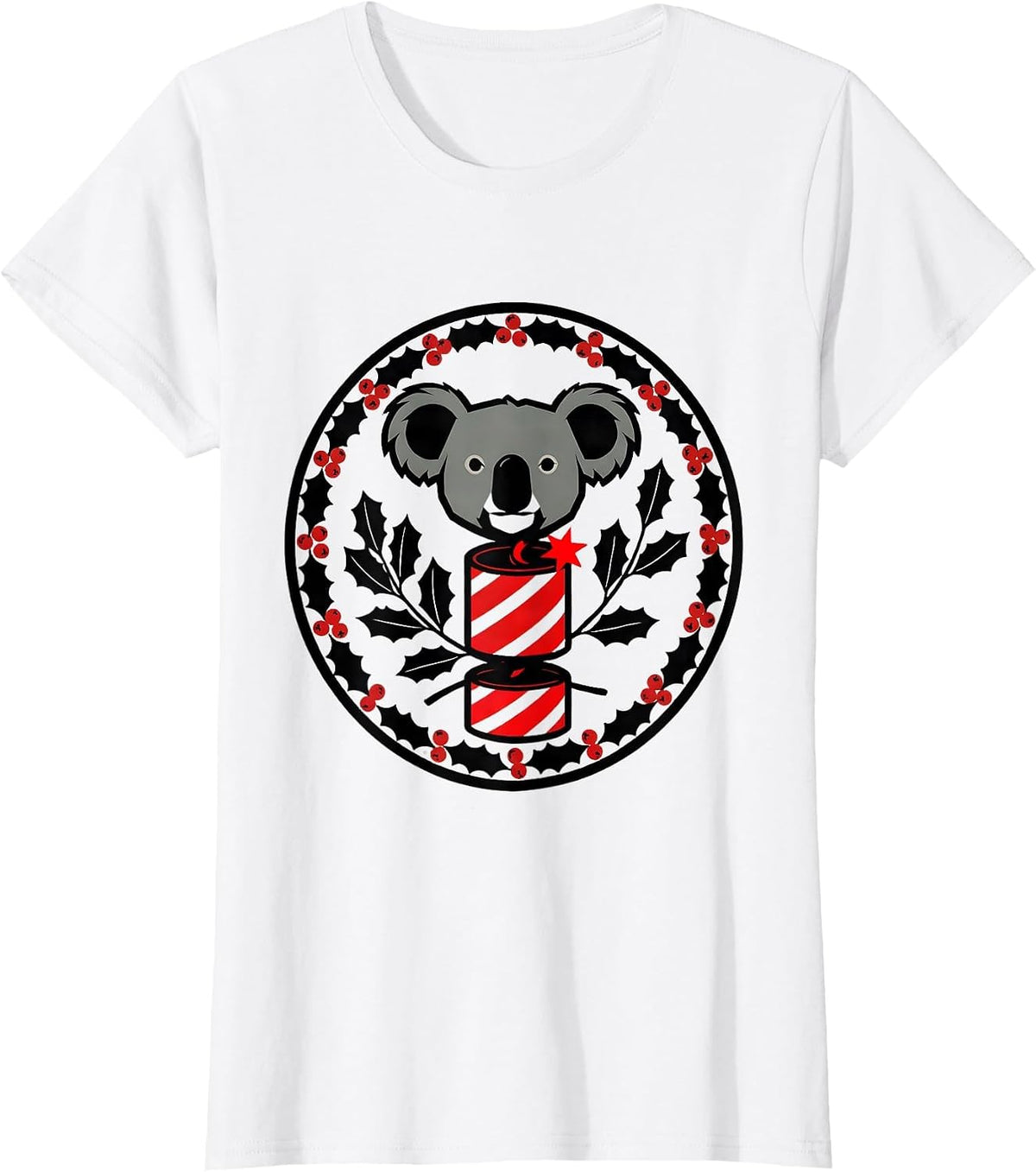 Koala Cracker Holly Shield Cute Australian Animal Lover T-Shirt - White