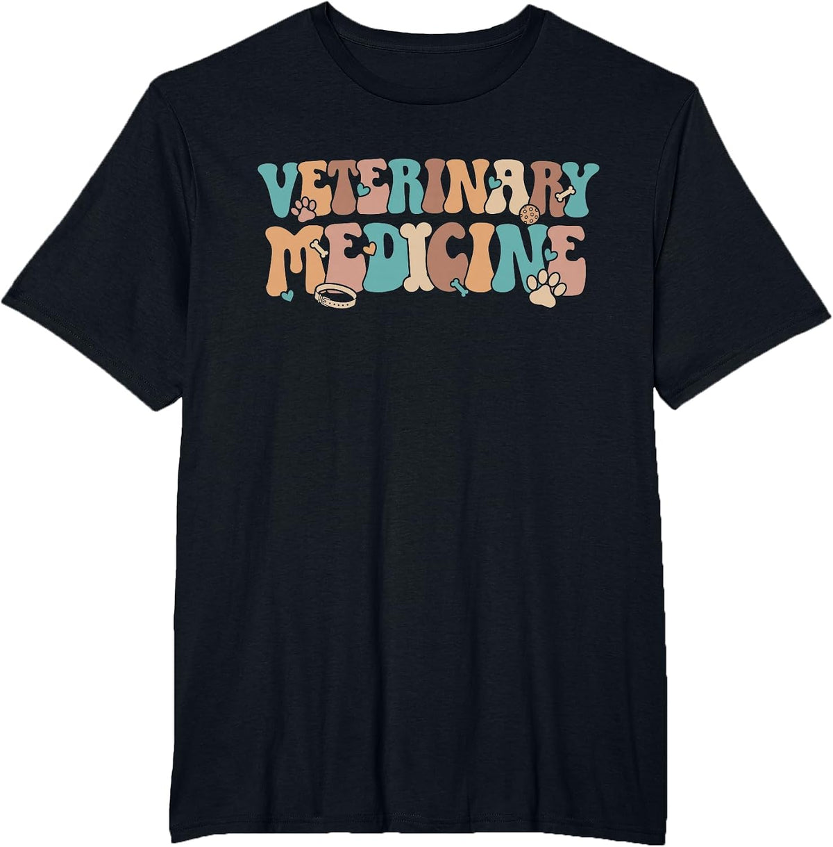 Veterinary Medicine Groovy Vet Med Veterinarian T-Shirt - Black