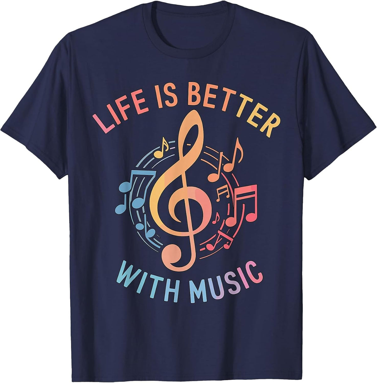 Life is Better with Music T-Shirt - Navy Blue