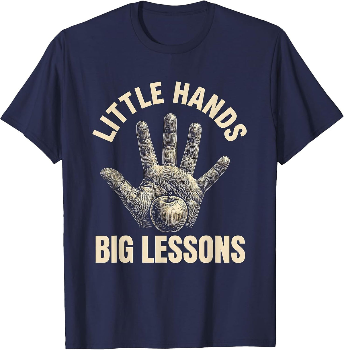 Little Hands Big Lessons PreK Teacher Design T-Shirt - Navy Blue