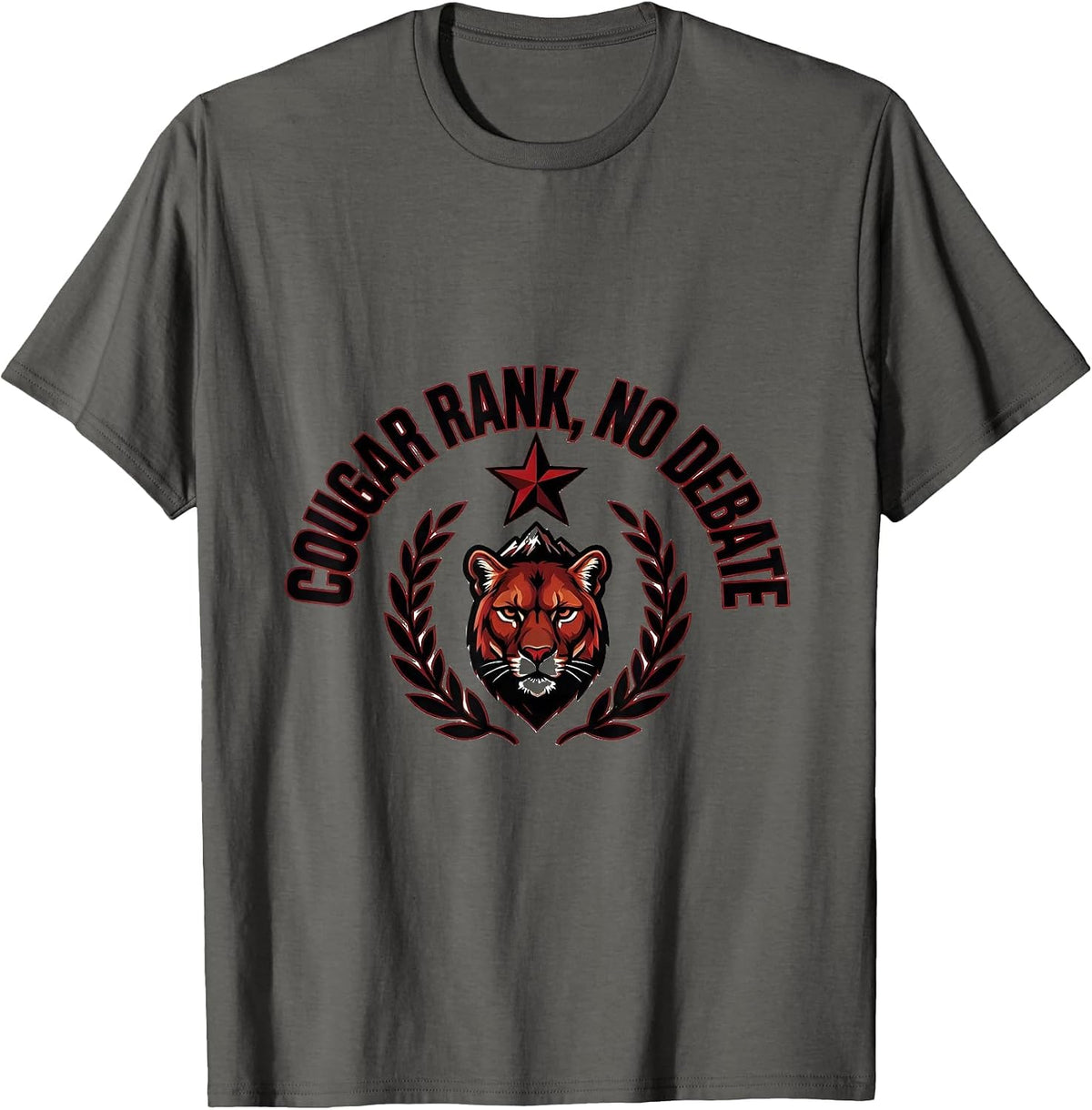 Men's Cougar Rank No Debate Funny Cougar Girlfriend Boyfriend T-Shirt - Asphalt Grey