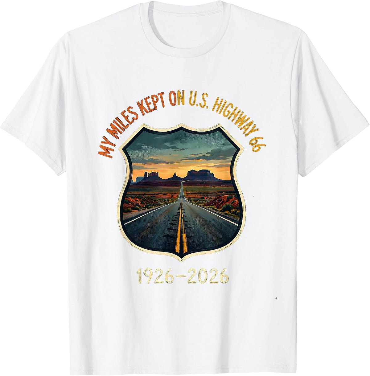 Men's My Miles Kept On U.S. Highway 66, 1926–2026 Vintage T-Shirt - White