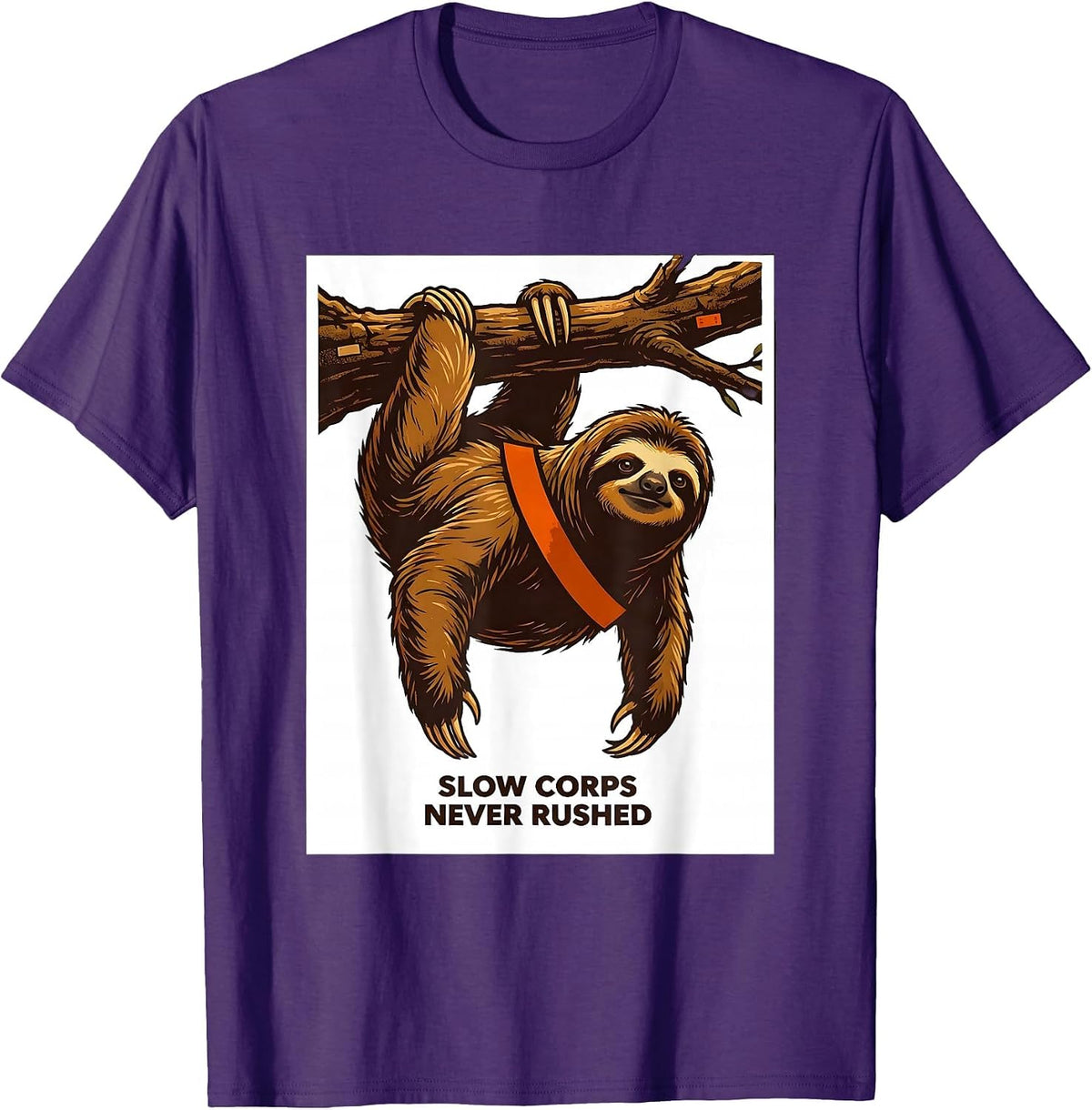 Slow Corps Never Rushed Funny Sloth Lover Gift T-Shirt - Purple