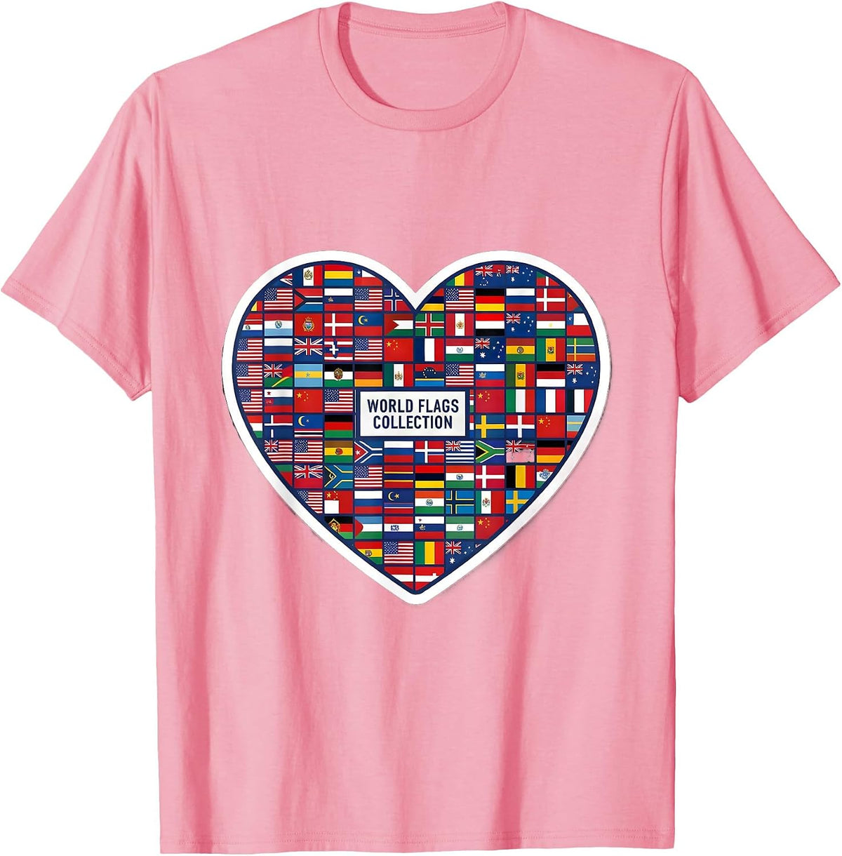 Men's World Flags Collection Geography Lover Travel Enthusiast T-Shirt - Pink