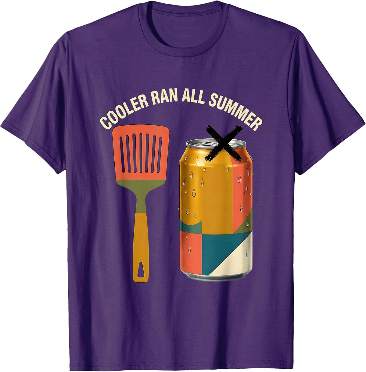Cooler Ran All Summer Funny Midcentury Modern Beer Lover T-Shirt - Purple