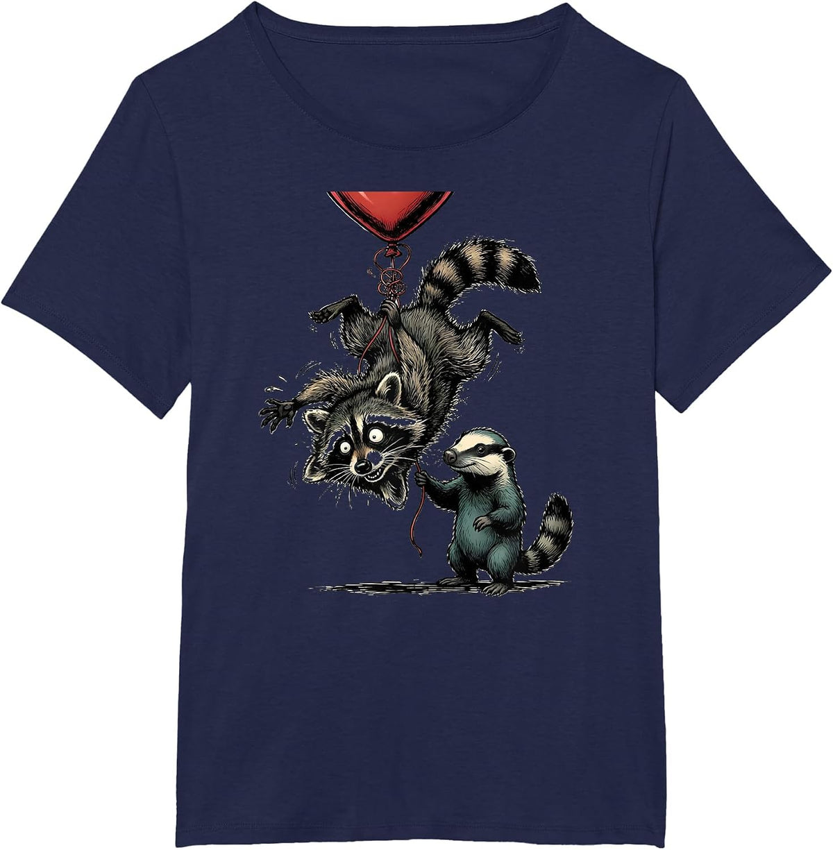 Women's Scruffy Raccoon Opossum Funny Valentine Gift T-Shirt - Navy Blue