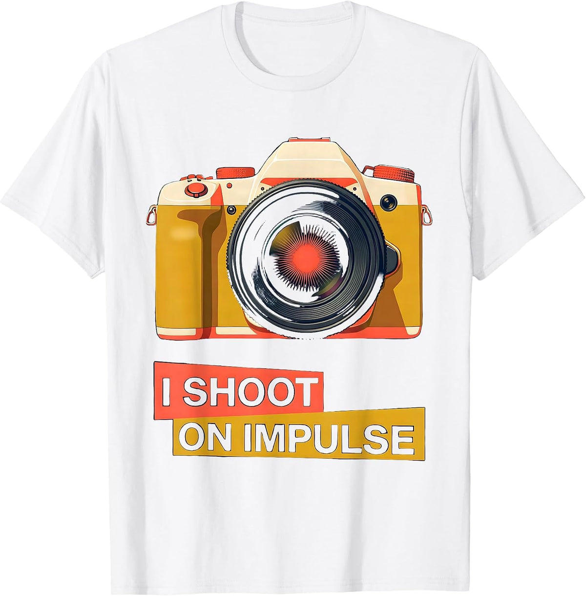 Men's I Shoot On Impulse Funny Photography Hobbyist Camera T-Shirt - White