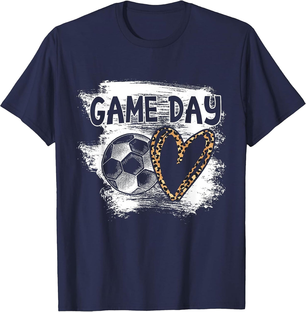 Soccer Player Game Day Leopard Cheetah Soccer Fan T-Shirt - Navy Blue