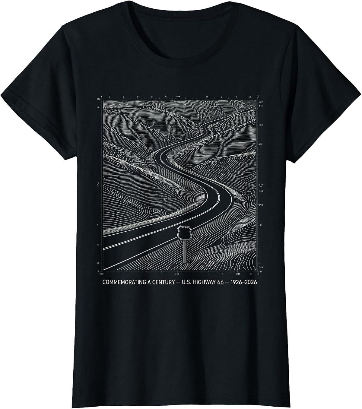 Women's Commemorating A Century — U.S. Highway 66 — 1926-2026 T-Shirt - Black