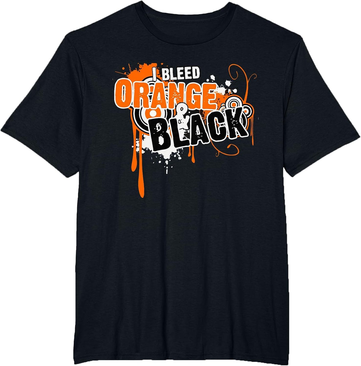 I Bleed Black & Orange Sports Team Game Day T-Shirt - Black